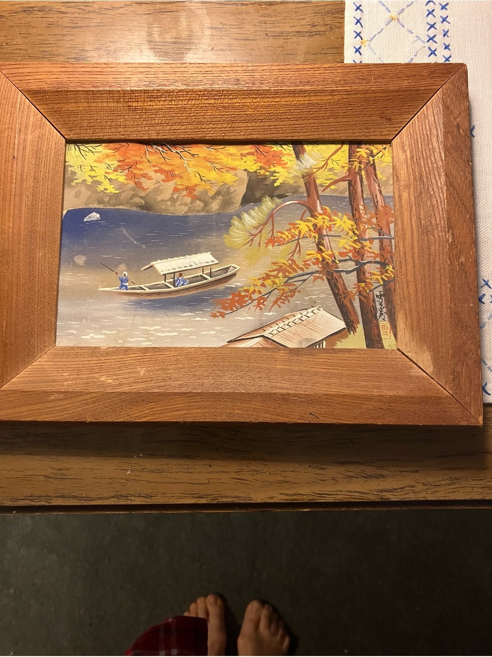 Vintage Japanese watercolor painting on rice paper